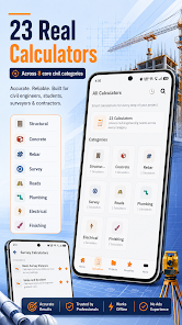 Civil calculator categories screenshot